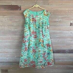 Sandra Darren turquoise pink floral stripe dress size 18w